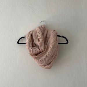 Pink knitted circle scarf